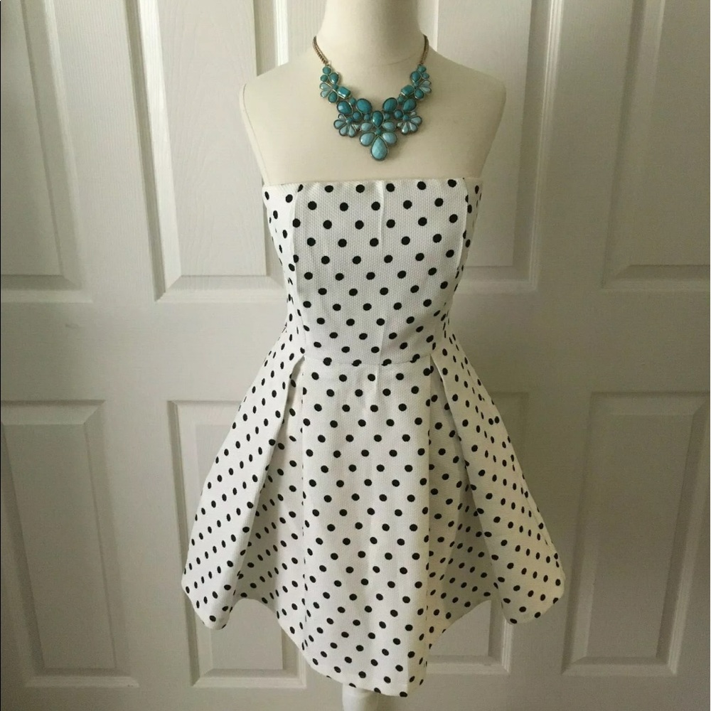 Sans Souci Strapless Mini Polka Dot Dress Sz M